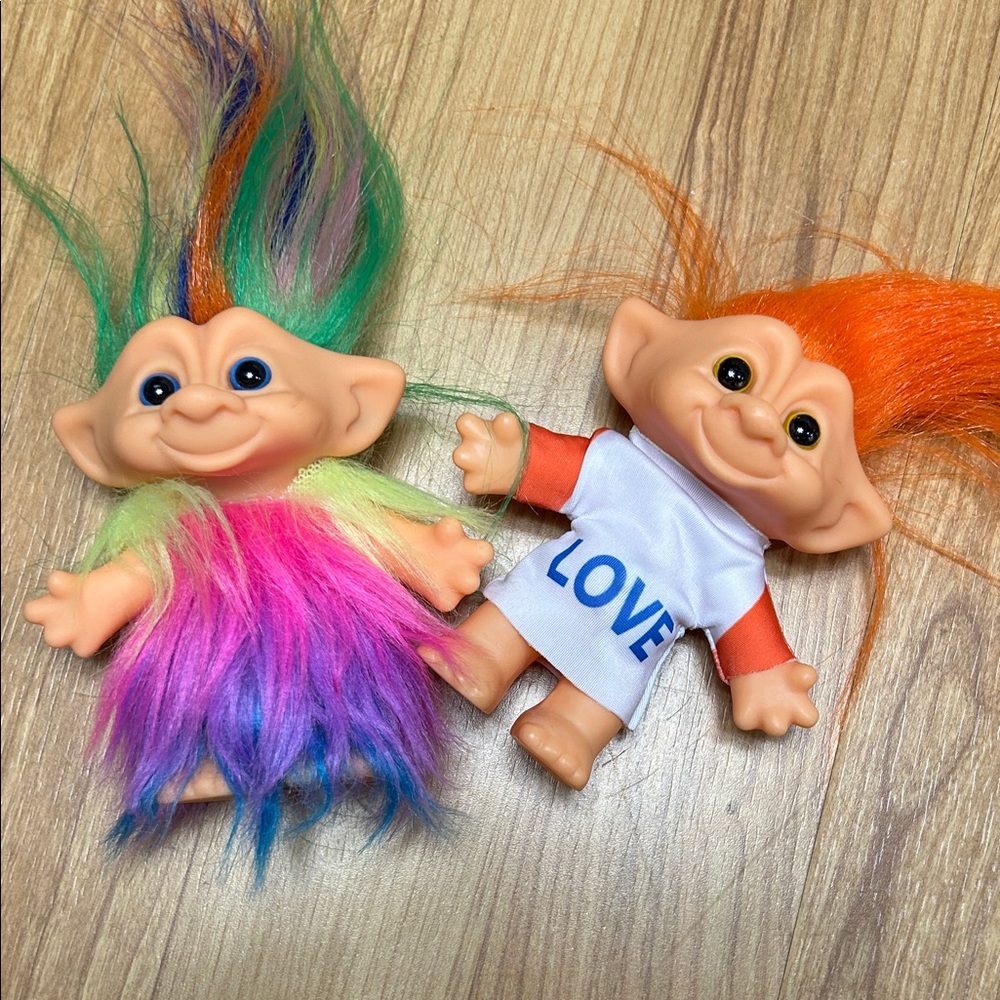 Trolls Rainbow and Orange Hair Doll Duo